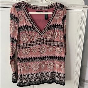 Axcess Pink and Black Patterned Blouse